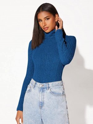 Rolled Neck Rib knit Tee