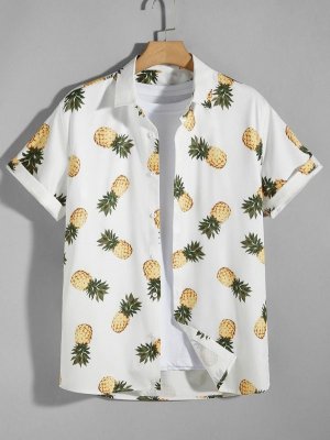 Men Random Pineapple Print Shirt Without Tee