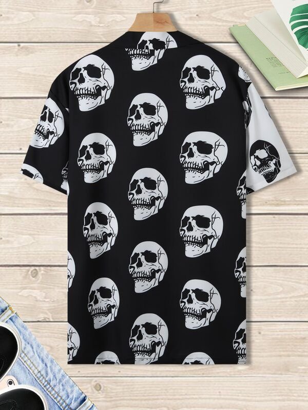 Men Two Tone Skull Print Shirt Without Tee